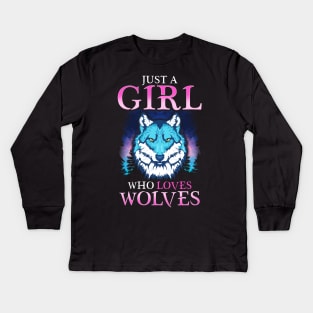 Just A Girl Who Loves Wolves Confident Lone Wolf Kids Long Sleeve T-Shirt